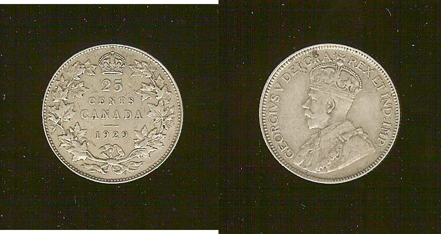 Canada 25 cents 1929 VF/gVF